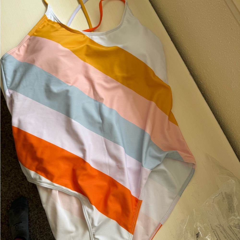 Cheerful Orange and Pink One-Piece Swimsuit